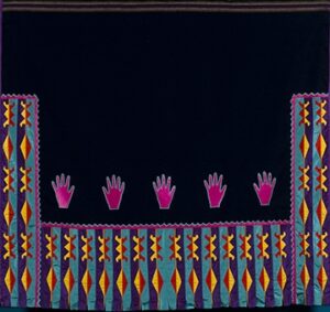Osage ribbonwork wearing blanket